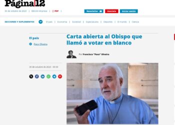 Carta abierta al obispo que llamó a votar en blanco