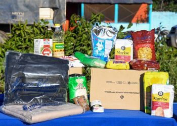 Por las bajas temperaturas, la entrega de cajas alimentarias realizada en el Namqom fue acompañada por una frazada